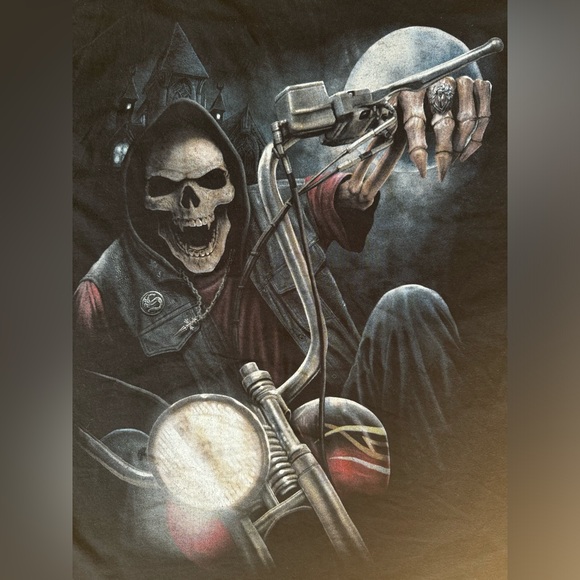 Black Motorcycle Biker Grim Reaper Skull Skeleton - Picture 6 of 12